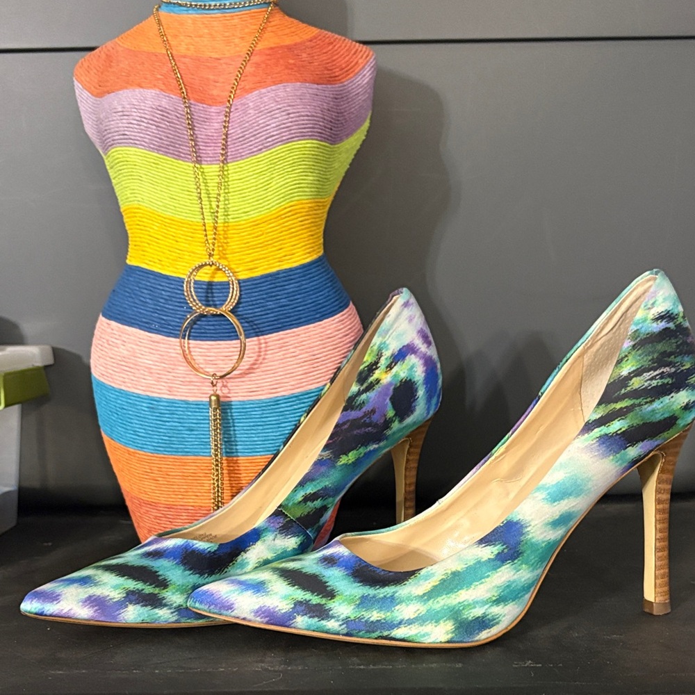 Guess Vibrant Blue and Green Heels